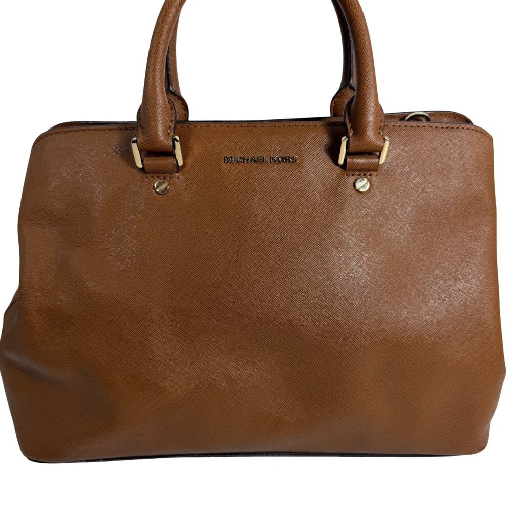 Michael Kors Savannah Medium Satchel Saffiano Gold-tone Hardware Shoulder Bag